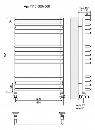Арт П13 500х800 Полотенцесушитель TERMINUS Березники - фото 3 Арт П13 500х800 Полотенцесушитель TERMINUS Березники - фото 3