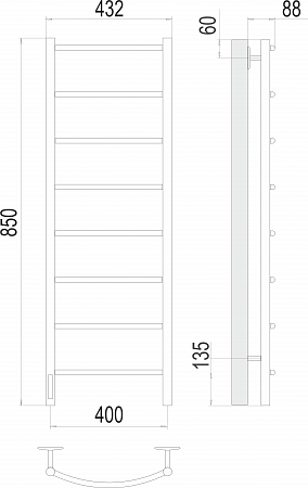 Классик П8 400х850 Электро слева Полотенцесушитель  TERMINUS Березники - фото 3