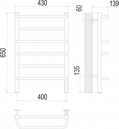 Евромикс квадро П6 400х650 Электро Полотенцесушитель  TERMINUS Березники - фото 3