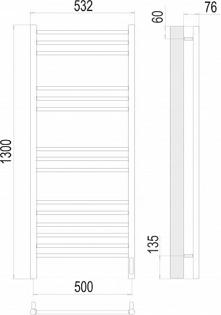 Аврора П15 500х1300 электро Полотенцесушитель TERMINUS Березники - фото 3 Аврора П15 500х1300 электро Полотенцесушитель TERMINUS Березники - фото 3