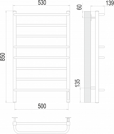 Евромикс квадро П8 500х850 Электро Полотенцесушитель  TERMINUS Березники - фото 3