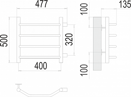 Виктория П4 400х500 бп320 Полотенцесушитель  TERMINUS Березники - фото 3