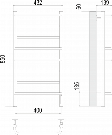 Евромикс П8 400х850 Электро Полотенцесушитель  TERMINUS Березники - фото 3