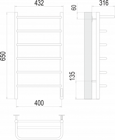 Полка П6 400х650 Электро Полотенцесушитель  TERMINUS Березники - фото 3