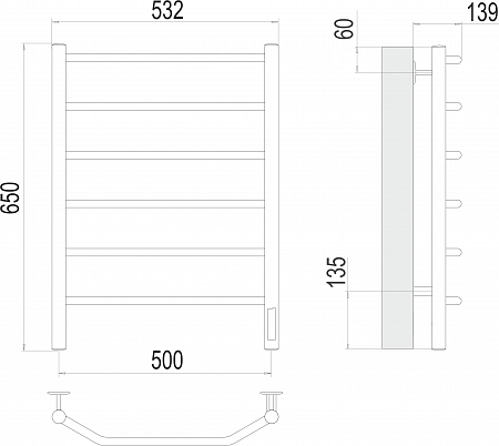 Виктория П6 500х650 Электро Полотенцесушитель  TERMINUS Березники - фото 3