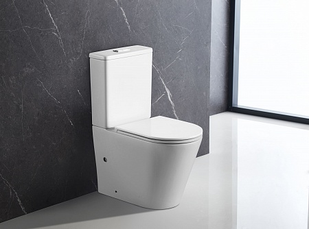 Напольный унитаз-компакт безободковый Terminus Аврора 625х390 белый Березники - фото 1