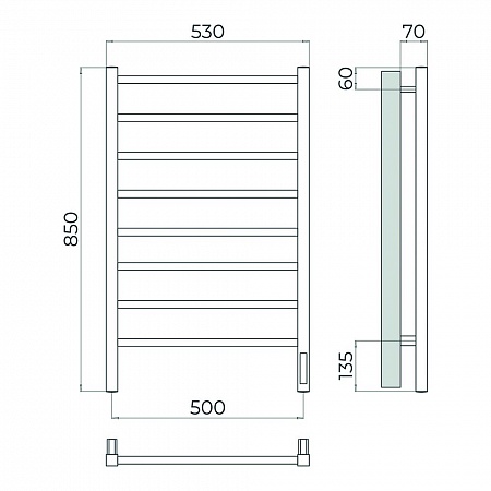 Ватикан П8 500х850 Электро Полотенцесушитель TERMINUS Брашированное золото Березники - фото 4