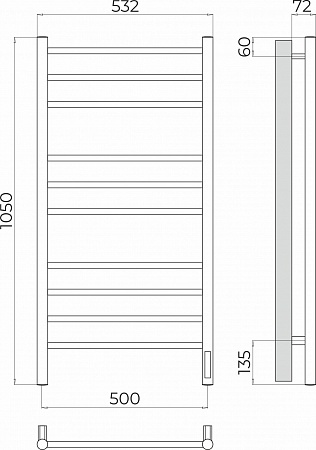 Аврора П10 500х1050 Электро Полотенцесушитель TERMINUS Березники - фото 3 Аврора П10 500х1050 Электро Полотенцесушитель TERMINUS Березники - фото 3
