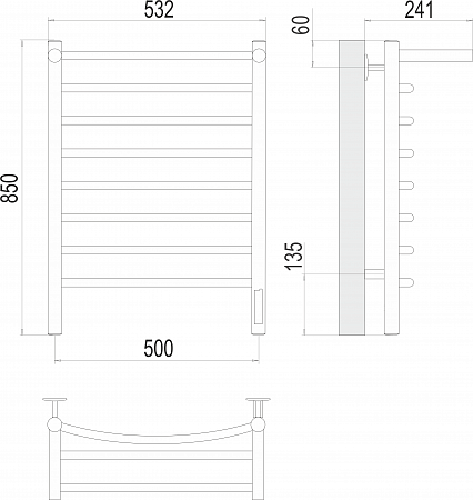 Классик с/п П8 500х850 Электро Полотенцесушитель  TERMINUS Березники - фото 3