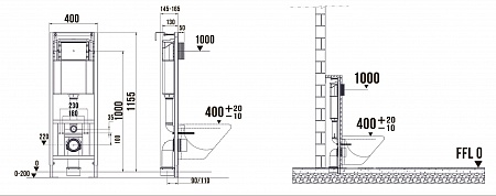 Система инсталляции для подвесного унитаза 400х1160 (4 в 1 с клавишей смыва) Terminus Березники - фото 7