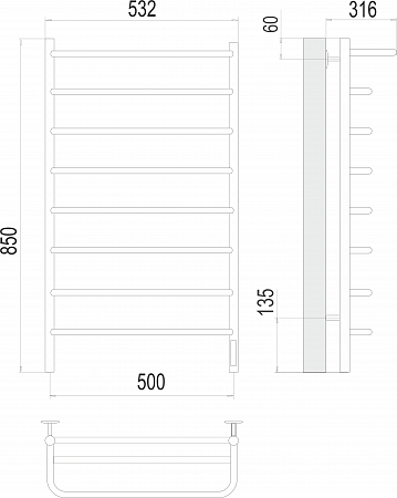 Полка П8 500х850 Электро Полотенцесушитель  TERMINUS Березники - фото 3