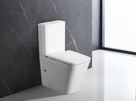 Напольный унитаз-компакт безободковый Terminus Ватикан 610х365 белый Березники - фото 1