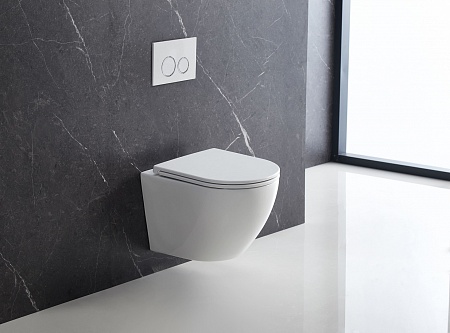 Подвесной унитаз безободковый Terminus Аврора Монолит 495х360 белый Березники - фото 1