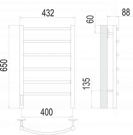 Классик П6 400х650 Электро слева Полотенцесушитель  TERMINUS Березники - фото 3