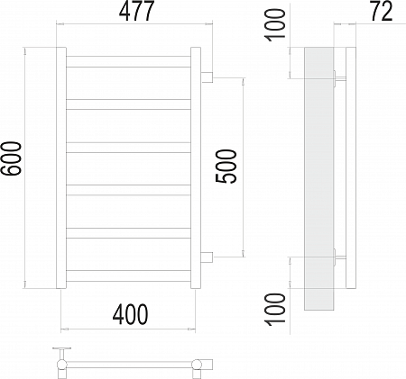 Аврора П6 400х600 бп500 Полотенцесушитель  TERMINUS Березники - фото 3