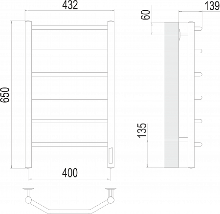 Виктория П6 400х650 Электро Полотенцесушитель  TERMINUS Березники - фото 3