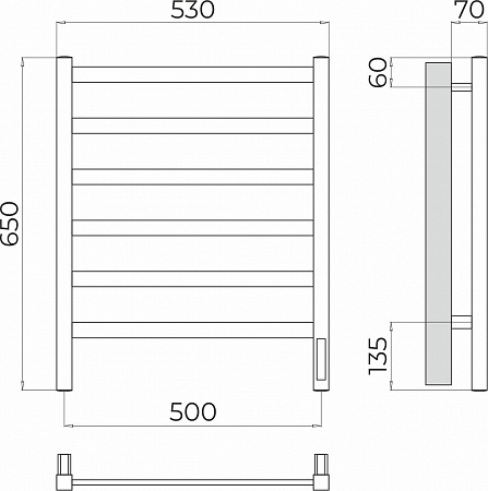 Ното П6 500х650 Электро Полотенцесушитель TERMINUS Березники - фото 3