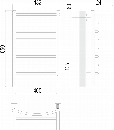 Классик с/п П8 400х850 Электро Полотенцесушитель  TERMINUS Березники - фото 3