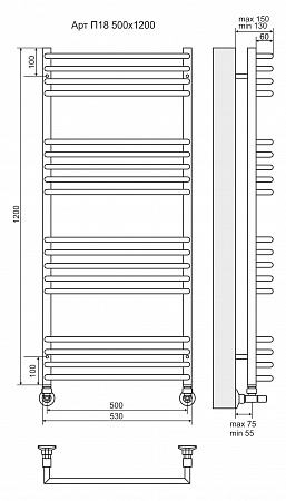 Арт П18 500х1200 Полотенцесушитель  TERMINUS Березники - фото 3