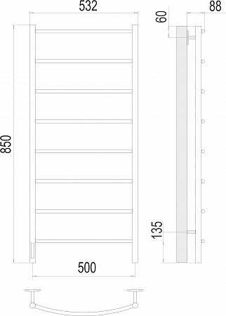 Классик П8 500х850 Электро слева Полотенцесушитель  TERMINUS Березники - фото 3