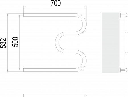 М-обр AISI 32х2 500х700 Полотенцесушитель  TERMINUS Березники - фото 3