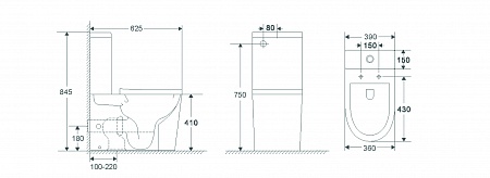 Напольный унитаз-компакт безободковый Terminus Аврора 625х390 белый Березники - фото 2