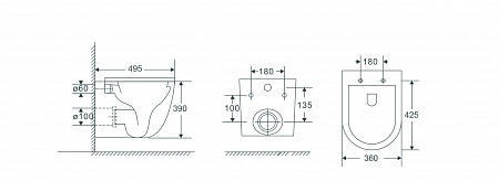 Подвесной унитаз безободковый Terminus Аврора Монолит 495х360 белый Березники - фото 3