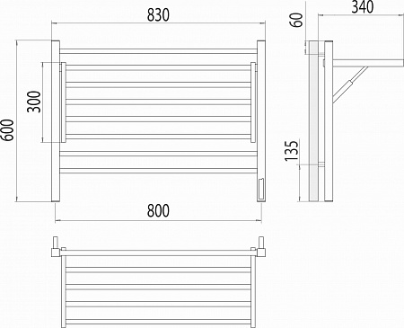 Горизонт П8 800х600 электро КС ЧЕРНЫЙ МУАР Полотенцесушитель TERMINUS Березники - фото 5 Горизонт П8 800х600 электро КС ЧЕРНЫЙ МУАР Полотенцесушитель TERMINUS Березники - фото 5