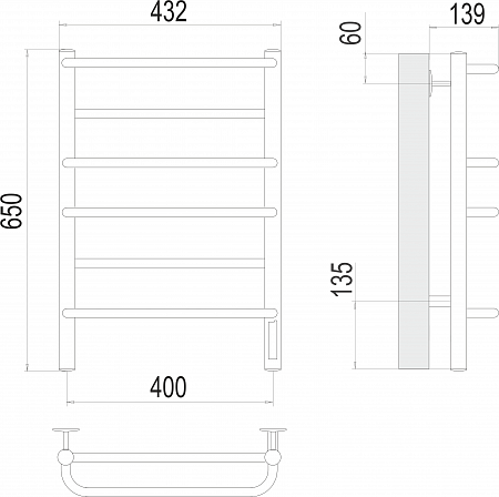 Евромикс П6 400х650 Электро Полотенцесушитель  TERMINUS Березники - фото 3