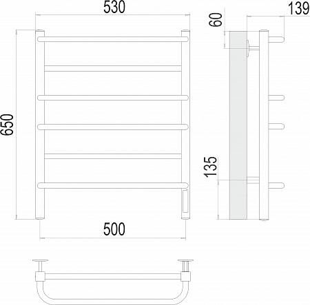 Евромикс квадро П6 500х650 Электро Полотенцесушитель  TERMINUS Березники - фото 3
