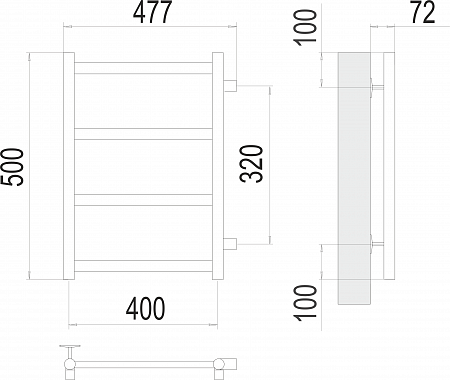 Аврора П4 400х500 бп320 Полотенцесушитель  TERMINUS Березники - фото 3