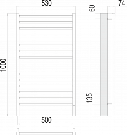 Сицилия П12 500х1000 электро Полотенцесушитель TERMINUS) Березники - фото 3
