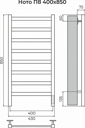 Ното П8 400х850 Электро Полотенцесушитель TERMINUS Березники - фото 3