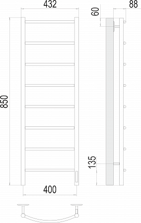Классик П8 400х850 Электро Полотенцесушитель  TERMINUS Березники - фото 3