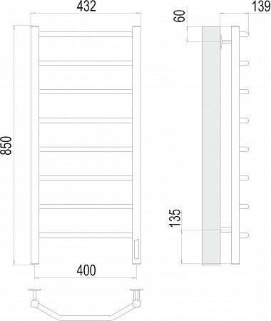 Виктория П8 400х850 Электро Полотенцесушитель  TERMINUS Березники - фото 3