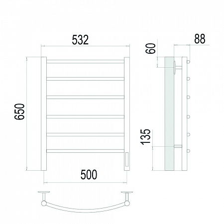 Классик П6 500х650 Электро Полотенцесушитель TERMINUS Сатин Березники - фото 4