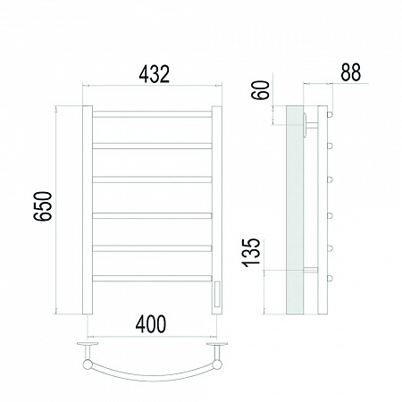 Классик П6 400х650 Электро Полотенцесушитель TERMINUS Сатин Березники - фото 4