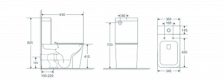 Напольный унитаз-компакт безободковый Terminus Ватикан 610х365 белый Березники - фото 2