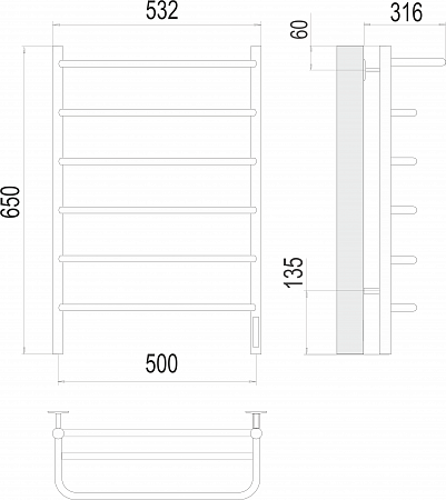Полка П6 500х650 Электро Полотенцесушитель  TERMINUS Березники - фото 3